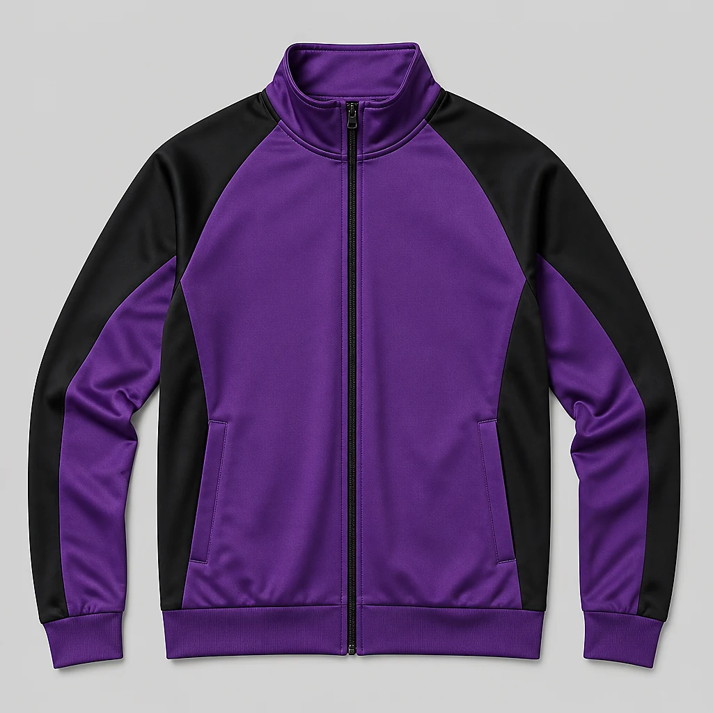 Purple and black KWA kids tracksuit top